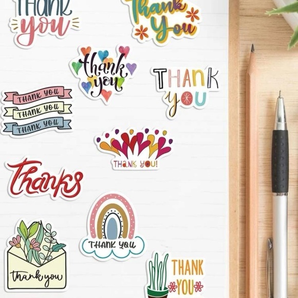 💐 50 Rare Assorted “Thank You” Stickers 💐 - Picture 7 of 9